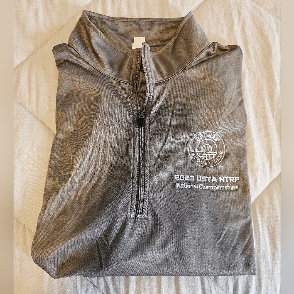 Gray Quarter-Zip‎ Pullover with Embroidery Size M